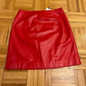 Theory Light Poppy Varnished Mini Skirt